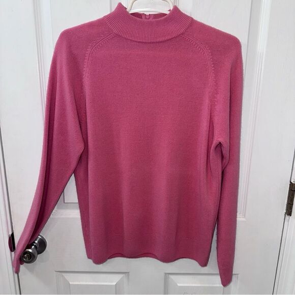 Hannah Career Pink Mock neck super soft sweater with zipper in back. - Picture 2 of 11